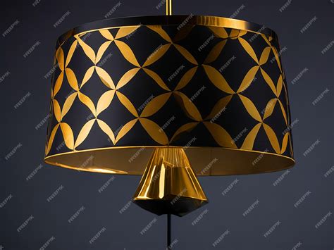 Premium Photo Black And Gold Lampshade With Black Background Image