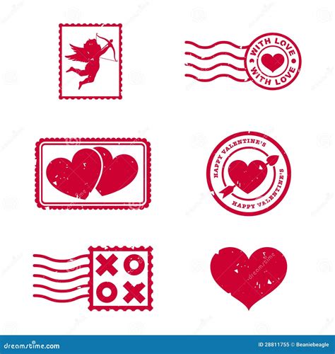 Valentines Day Stamps Stock Vector Illustration Of Arrow 28811755