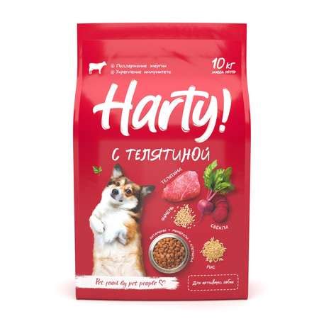 Корм для собак Harty 10кг с телятиной для взрослых активных всех пород ...