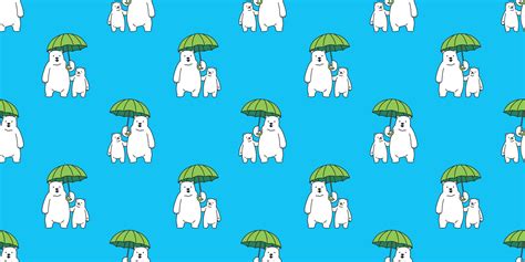 bear seamless pattern vector Polar bear isolated umbrella raining ...