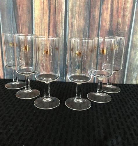 Vintage Atomic Starburst Stemware Mid Century Cocktail Glasses Set Of 6 In 2020 Atomic