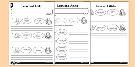 Inverted Commas Leon And Aisha Differentiated Worksheet Worksheet Pack