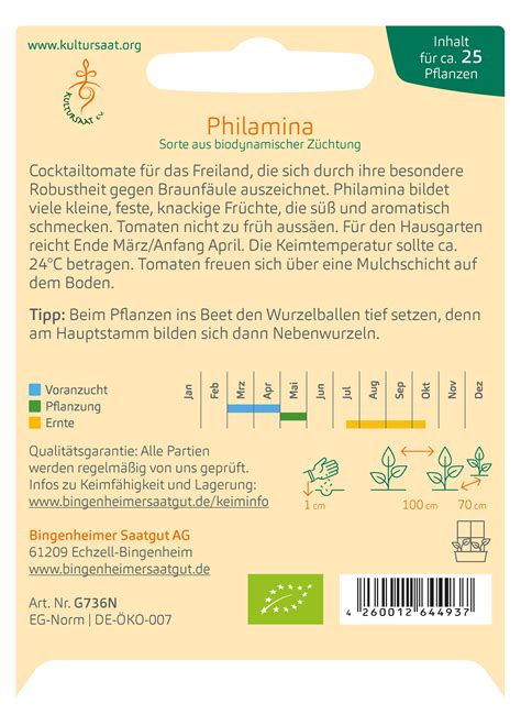 Tomate Philamina Bio Tomatensamen Von Bingenheimer Saatgut