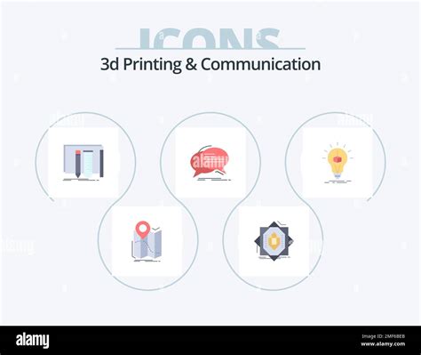 D Printing And Communication Flat Icon Pack Icon Design