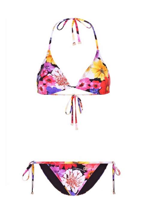 Dolce Gabbana Floral Print Triangle Bikini In White Lyst