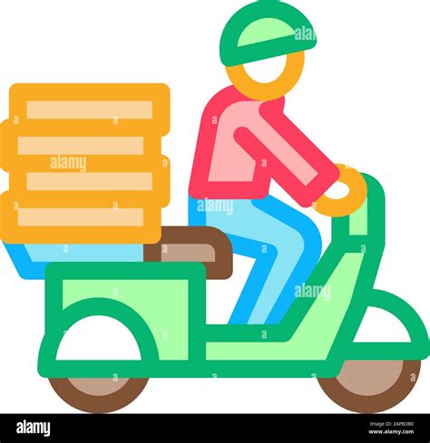 Pizza Delivery Icon Vector Outline Illustration Stock Vector Image