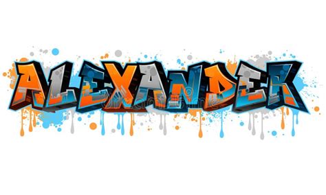 Alexander Graffiti Styled Urban Street Art Tagging Name Design Stock