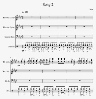 Song 2 Blur Sheet Music For Bass Guitar Percussion 850x1100 PNG