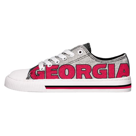 Georgia Bulldogs NCAA Womens Glitter Low Top Canvas Shoes