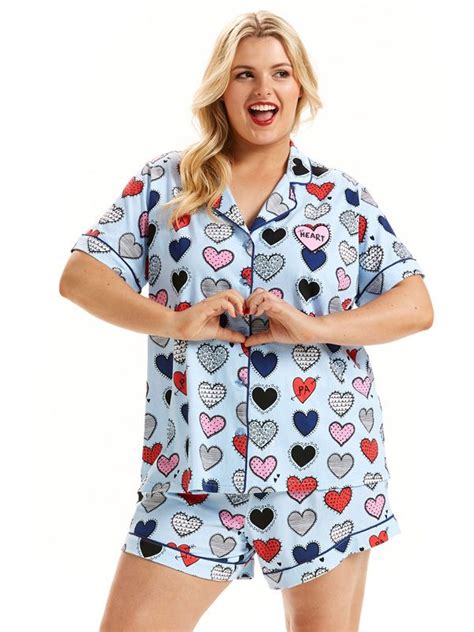 P A Plus All Heart Knit Pj Set Plus Size Nighties Plus Size Sleepwear