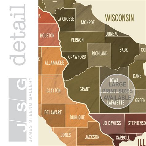 Driftless Area Art Map Print by James Steeno wisconsin, Minnesota, Iowa ...