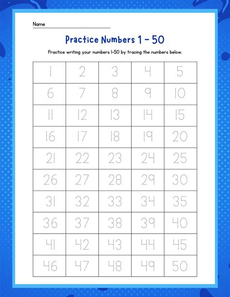 Printable Numbers 1 To 50 Worksheets Br