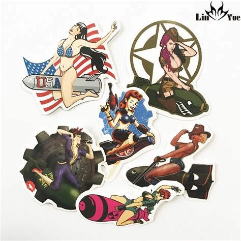 6pcs Lot Sexy Girl Pinup Girl Car Styling Stickers On Suitcase Laptop