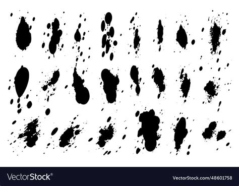 Grunge Ink Black Paint Splotch Splash Of Paints Vector Image