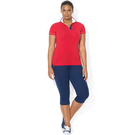 Lauren By Ralph Lauren Plus Size Shortsleeve Nautical Polo Shirt In Red