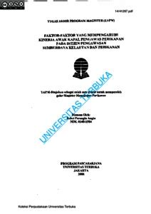 Faktor Faktor Yang Mempengaruhi Kinerja Awak Kapal Pengawas Perikanan