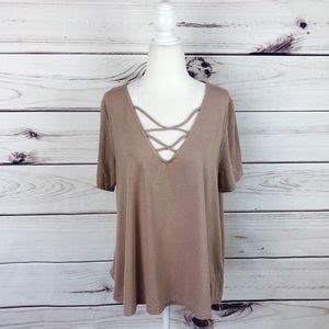 Topshop Tops Topshop Nude Cross Neck Oversized Tee M Poshmark