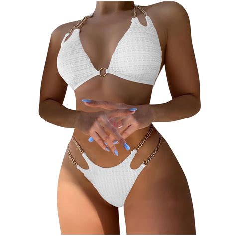 UTSJKR Women S Micro Triangle Bikini Set Cut Out Chain Two Piece