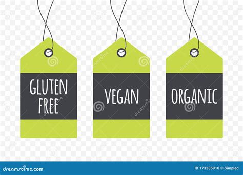 Gluten Free Vegan Organic Label Shopping Tag Vector Sign Isolated