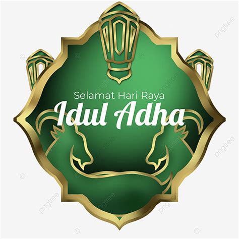 Adha Clipart Vector Golden Green Islamic Label Selamat Hari Raya Idul