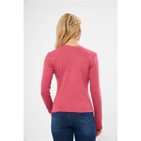 Pink Rib Swan Neck Top Montivo