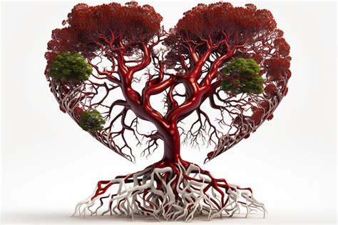 Un árbol en forma de corazón con las raíces formando un corazón Foto