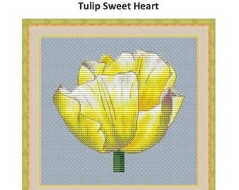 Yellow Tulip Bud Cross Stitch Pattern Etsy