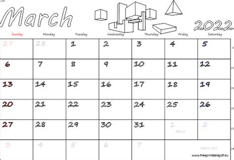 March 2022 Usa Calendar Free Printable Pdf