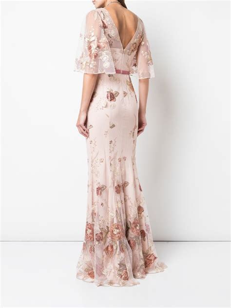 Marchesa Notte Floral Embroidered Mermaid Gown Farfetch Boho