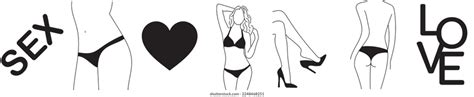 Collection Simple Monochrome Erotic Silhouettes Nude Stock Vector Royalty Free