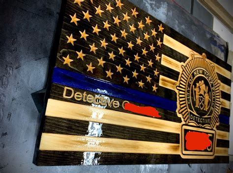 Thin Blue Line Wooden Flag Police Graduation Police Academy Etsy