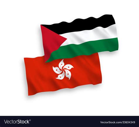 Flags palestine and hong kong on a white Vector Image