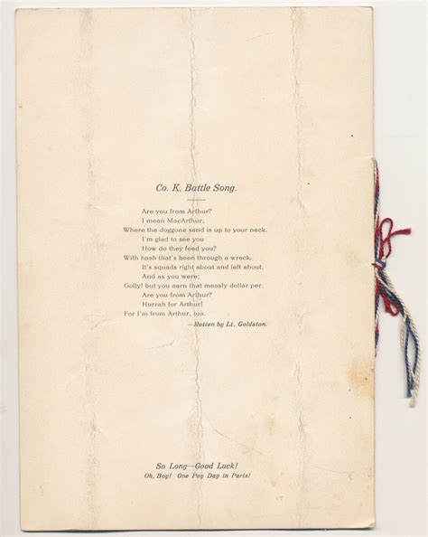 Antique WWI Farewell Banquet Menu Camp MacArthur, Waco TX Sept. 14