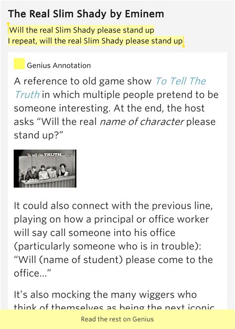 Will The Real Slim Shady Please Stand Up The Real Slim Shady
