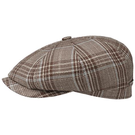 Hatteras Wool Silk Check Flatcap By Stetson