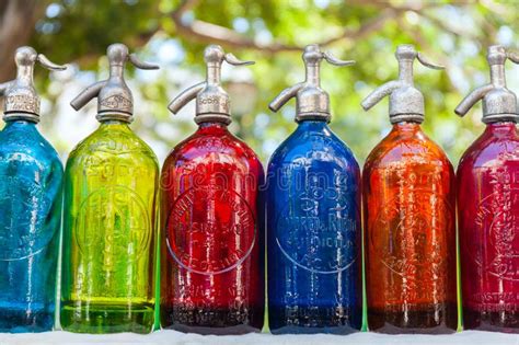 Antique Siphons Bottles Glass In Flea Market Buenos Aires Argentina