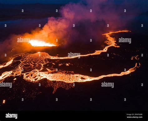 Images From The Recent Volcanic Eruption At Litli Hrutur In The Reykjanes Peninsula Iceland