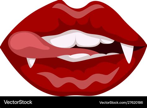 Vampire Lips Icon Mouth With White Fangs Vector Image