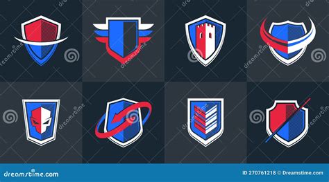 Classic Shields Shapes Set With Different Additional Elements Vector Symbols Set, Defense And ...