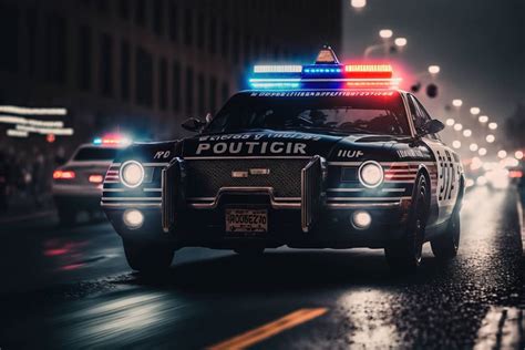 A police car with lights on