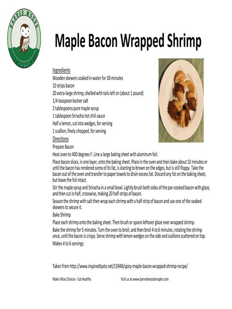 Fillable Online Maple Bacon Wrapped Shrimp Fax Email Print Pdffiller