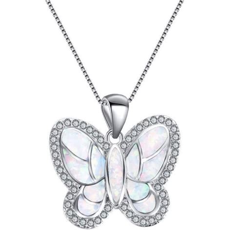 Collier Pendentif En Argent Sterling Avec Opale Zhna Papillon