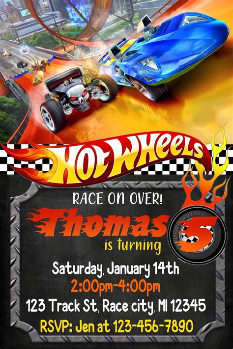 Invitación de cumpleaños de Hot Wheels archivo digital Etsy España
