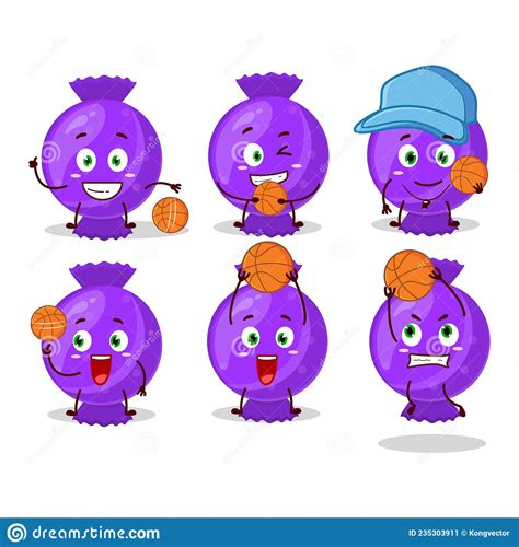 Talented Blue Candy Wrap Cartoon Character As A Basketball Athlete