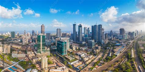 Aerial panoramic view Mumbai's Lower Parel skyline, with Worli ...