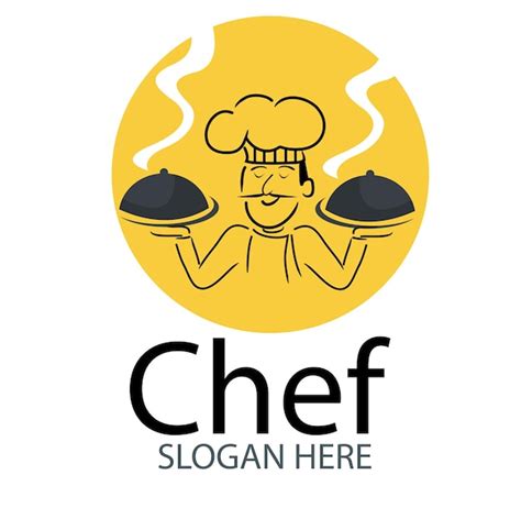 Logotipo Del Chef Con Dos Comidas Calientes Vector Premium