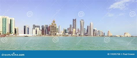 Doha skyline panorama stock photo. Image of gulf, rise - 19595758