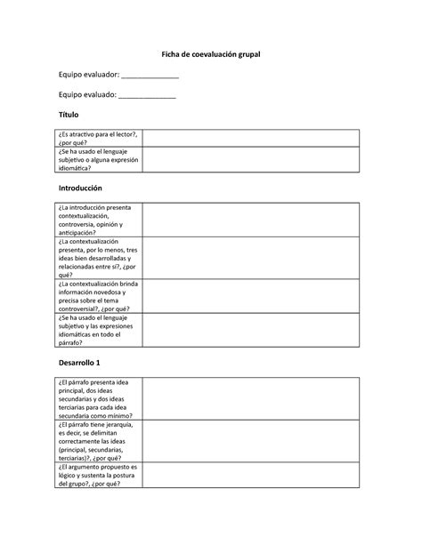 Ficha de coevaluación grupal Ficha de coevaluación grupal Equipo