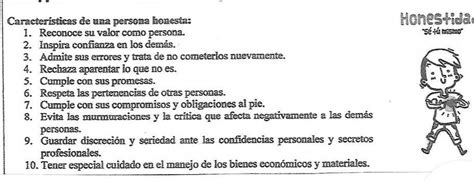 Identificar Las 10 Caracteristicas De Una Personas Honesta Y Plantea Un