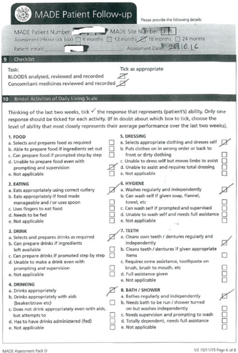 Outcome Measure Response Sheets And Sample Participant Responses